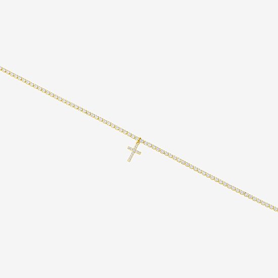 Silver Reflections Womens 14K Gold Over Brass 10 Inch Cross Ankle Bracelet