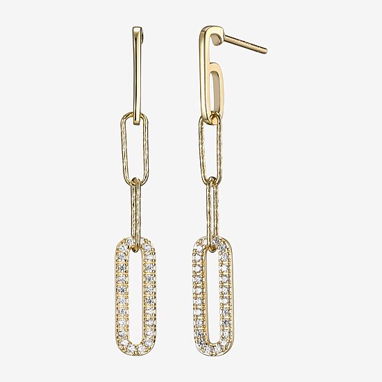 Paris 1901 By Charles Garnier Womens Cubic Zirconia 18K Gold Over Silver Drop Earrings