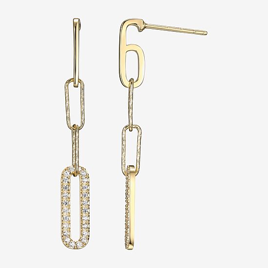 Paris 1901 By Charles Garnier Womens Cubic Zirconia 18K Gold Over Silver Drop Earrings