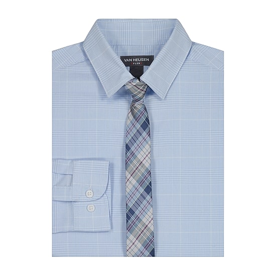 Van Heusen Little & Big Kid Boys Stretch Fabric Long Sleeve Point Collar Shirt + Tie Set