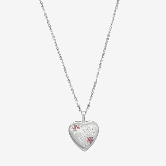 Womens Sterling Silver 18 Inch Locket Necklace