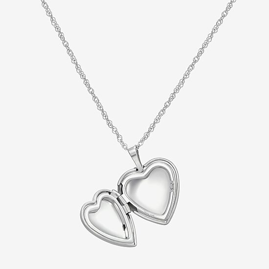 Womens Sterling Silver 18 Inch Locket Necklace
