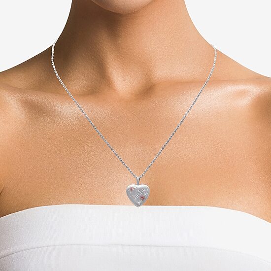 Womens Sterling Silver 18 Inch Locket Necklace