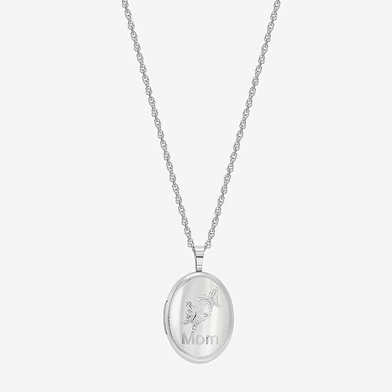 "Mom" Womens Sterling Silver 18 Inch Locket Necklace