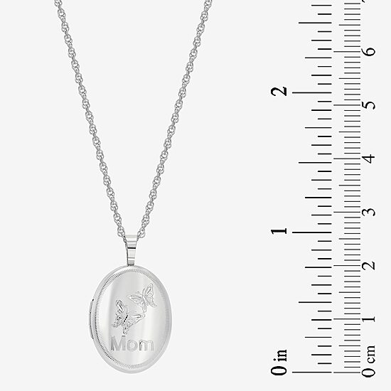 "Mom" Womens Sterling Silver 18 Inch Locket Necklace