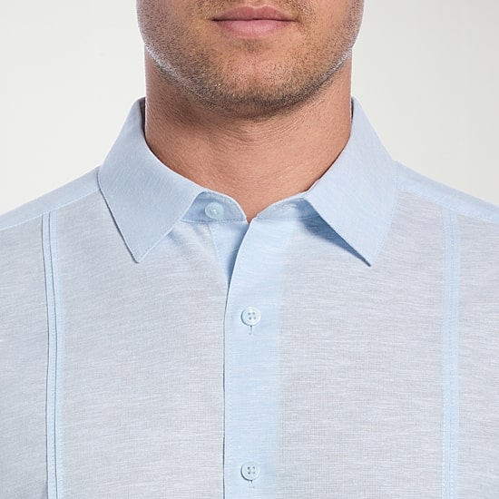 Cubavera Linen Blend Panel Mens Short Sleeve Regular Fit Button-Down Shirt