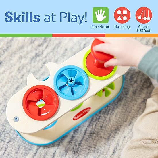 Melissa & Doug Match & Push Spinning Tops Interactive Toy