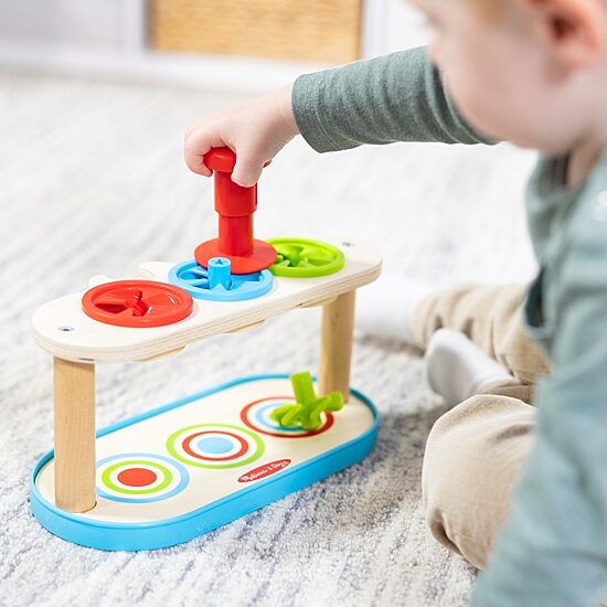 Melissa & Doug Match & Push Spinning Tops Interactive Toy
