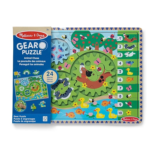 Melissa & Doug Animal Chase I-Spy Wooden Gear 24-pc. Puzzle