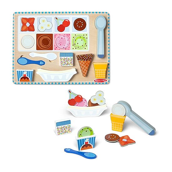 Melissa & Doug Wooden Mag Ice Cream Puzzle & Play Set 16-pc. Puzzle