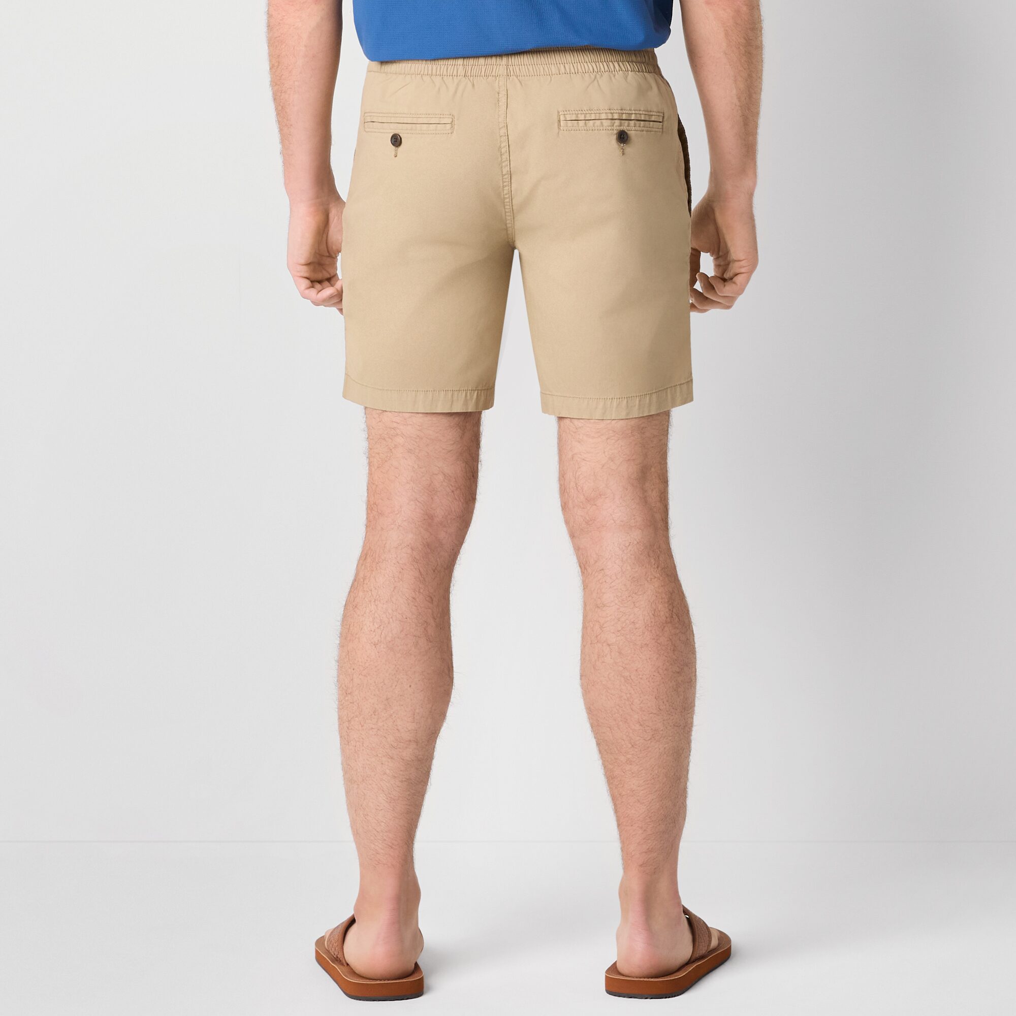 St. John's Bay Poplin Mens 8" STRETCH FABRIC DRAWSTRING WAIST Deck Short