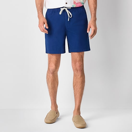 St. John's Bay Poplin Mens 8" Stretch Fabric Drawstring Waist Deck Short