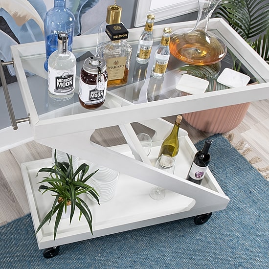 Linon Downey Glass-Top Serving Cart