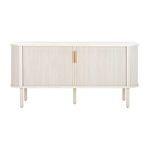 Tealla 2 Tambour Door Media Stand - Bleached white/gold