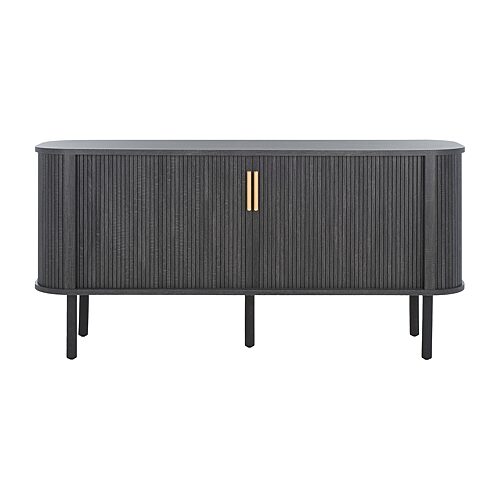 Tealla 2 Tambour Door Media Stand - Distressed black/gold