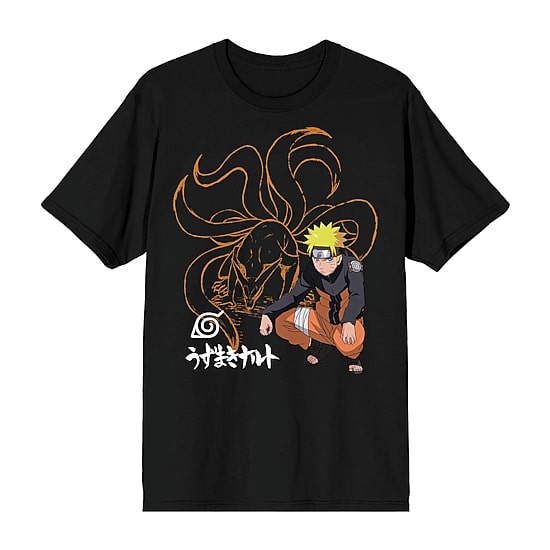 Novelty Mens Crew Neck Short Sleeve Relaxed Fit Naruto Graphic T-Shirt