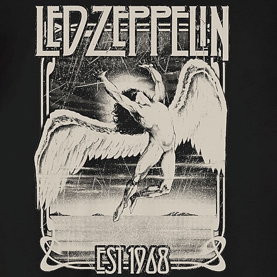Novelty Led Zeppelin Mens Crew Neck Short Sleeve Relaxed Fit Graphic T-Shirt