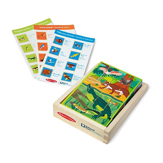 Melissa & Doug Nat Parks Wooden Blocks & Cube 28-pc. Puzzle
