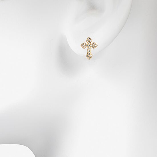 Bijoux Bar Delicates Womens Glass Cross Drop Earrings
