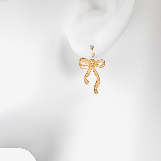 Bijoux Bar Delicates Womens Cubic Zirconia Bow Drop Earrings