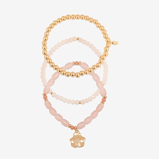Bijoux Bar Delicates Womens 3-pc. Glass Beaded Bracelet Set
