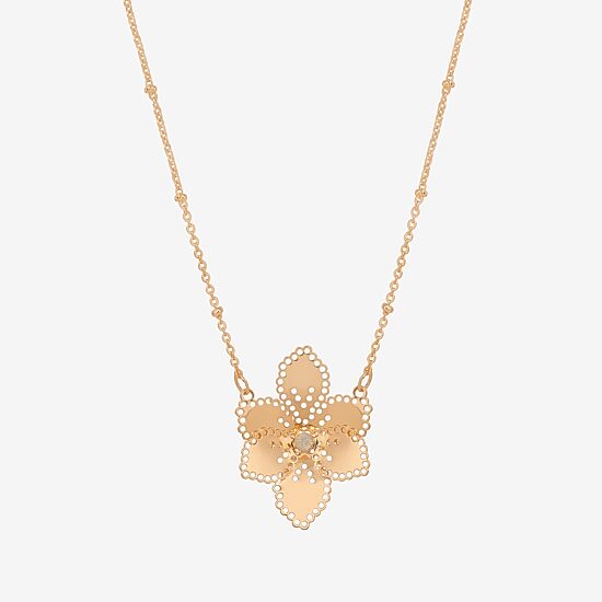 Bijoux Bar Delicates Womens White Glass Flower 16 Inch Pendant Necklace