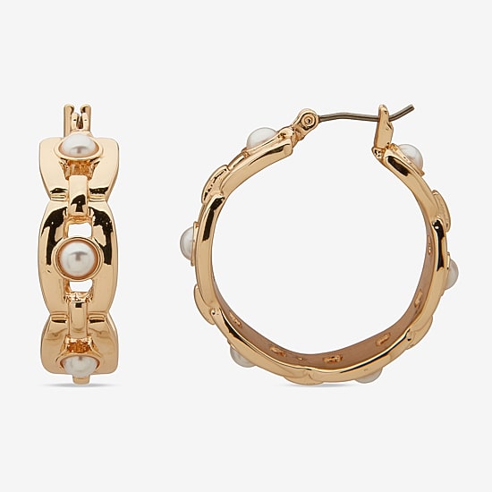 Worthington Womens 30.4mm Hoop Earrings