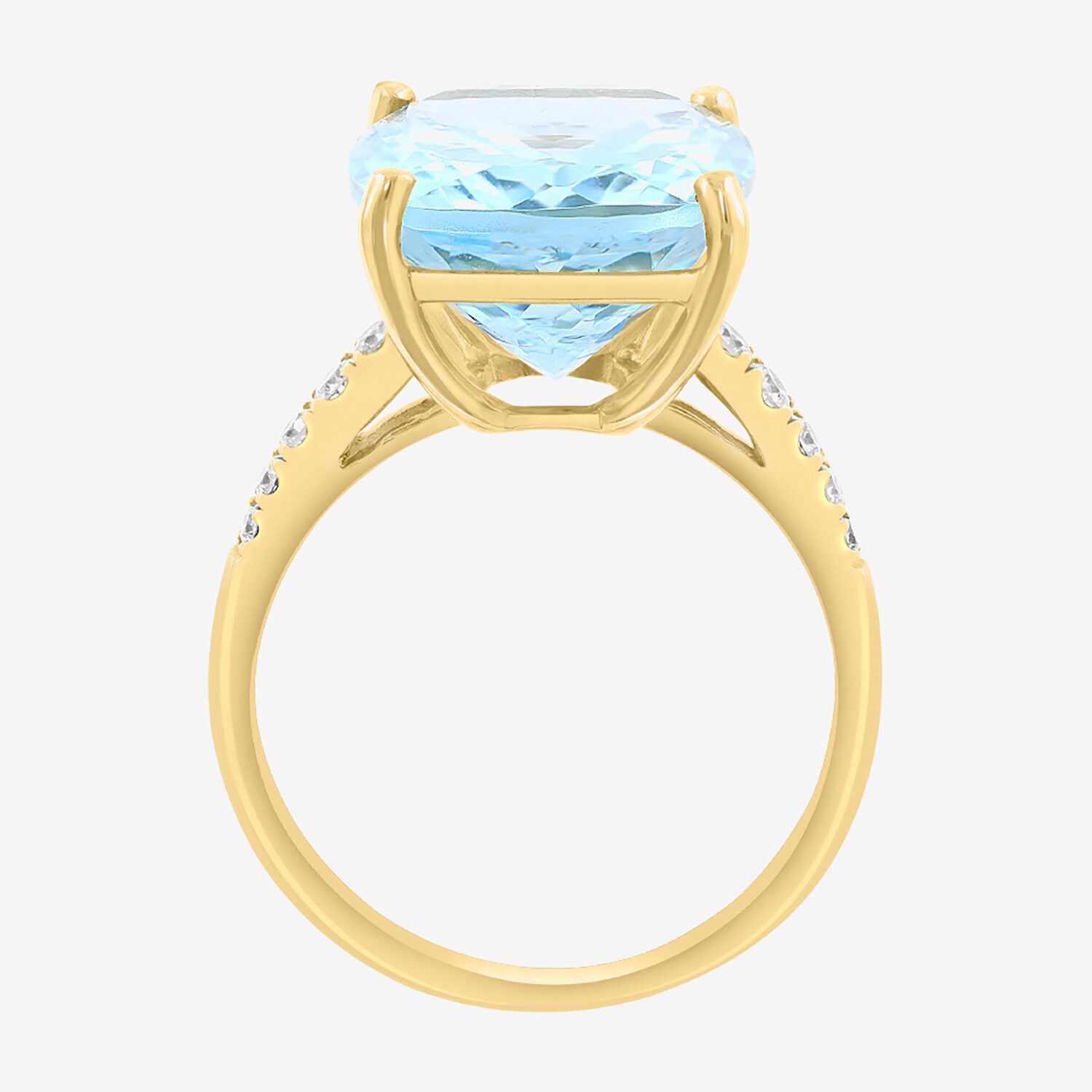 Effy Final Call Limited Quantities! Womens 1/5 CT. Genuine Blue Topaz 14K Gold Cushion Side Stone Cocktail Ring
