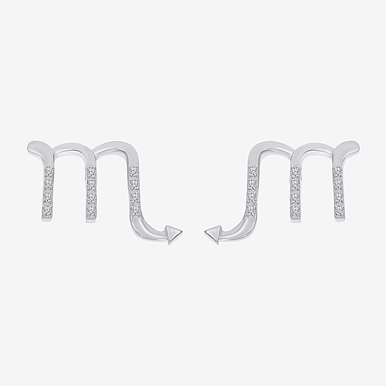 Limited Quantities! "Scorpio" 1/10 CT. T.W. Natural White Diamond Sterling Silver 12mm Round Stud Earrings