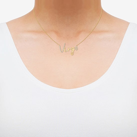 Limited Quantities! "Virgo" Womens 1/6 CT. T.W. Natural White Diamond 14K Gold Over Silver 18 Inch Pendant Necklace