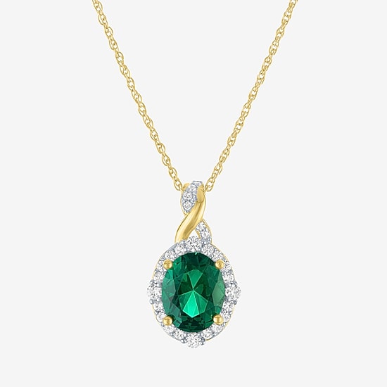 Womens Simulated Green Emerald 14K Gold Over Silver Oval 3-pc. Jewelry Set