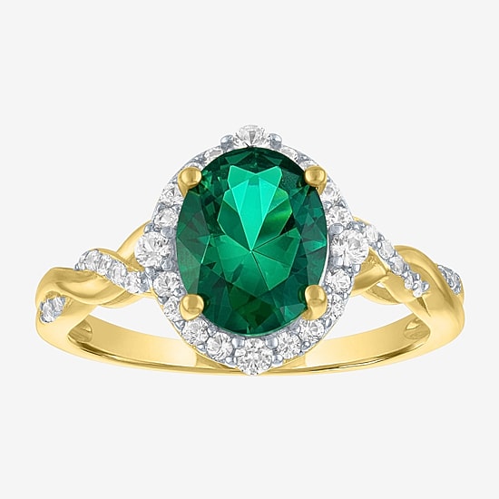 Womens Simulated Green Emerald 14K Gold Over Silver Oval 3-pc. Jewelry Set