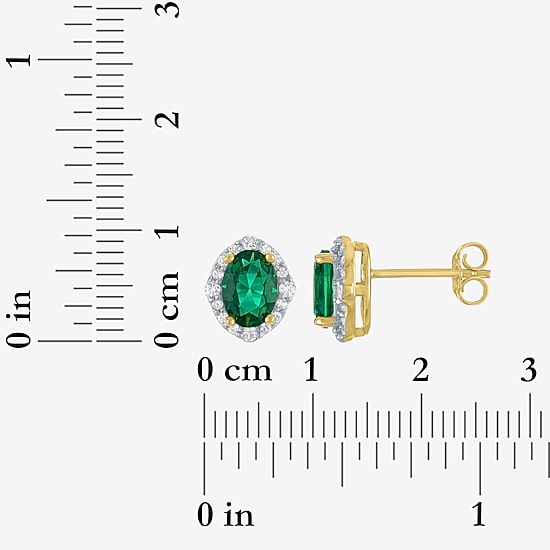 Womens Simulated Green Emerald 14K Gold Over Silver Oval 3-pc. Jewelry Set