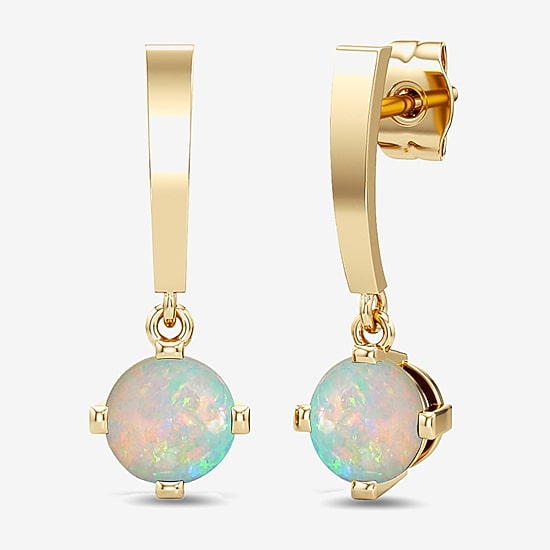 Lab Created or Genuine Gemstone 14K Gold Over Silver Sterling Silver Round Drop Earrings