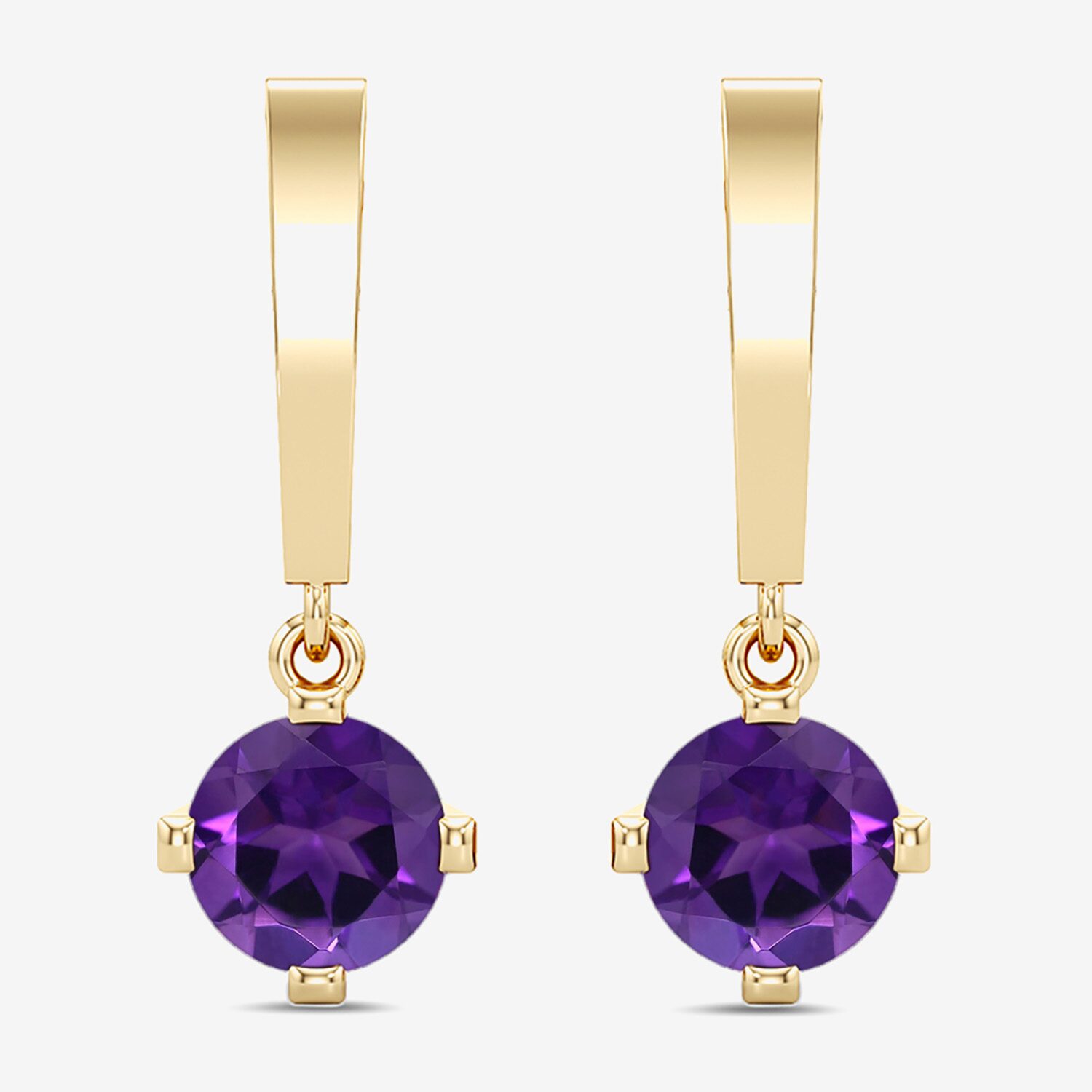 Lab Created or Genuine Gemstone 14K Gold Over Silver Sterling Round Drop Earrings