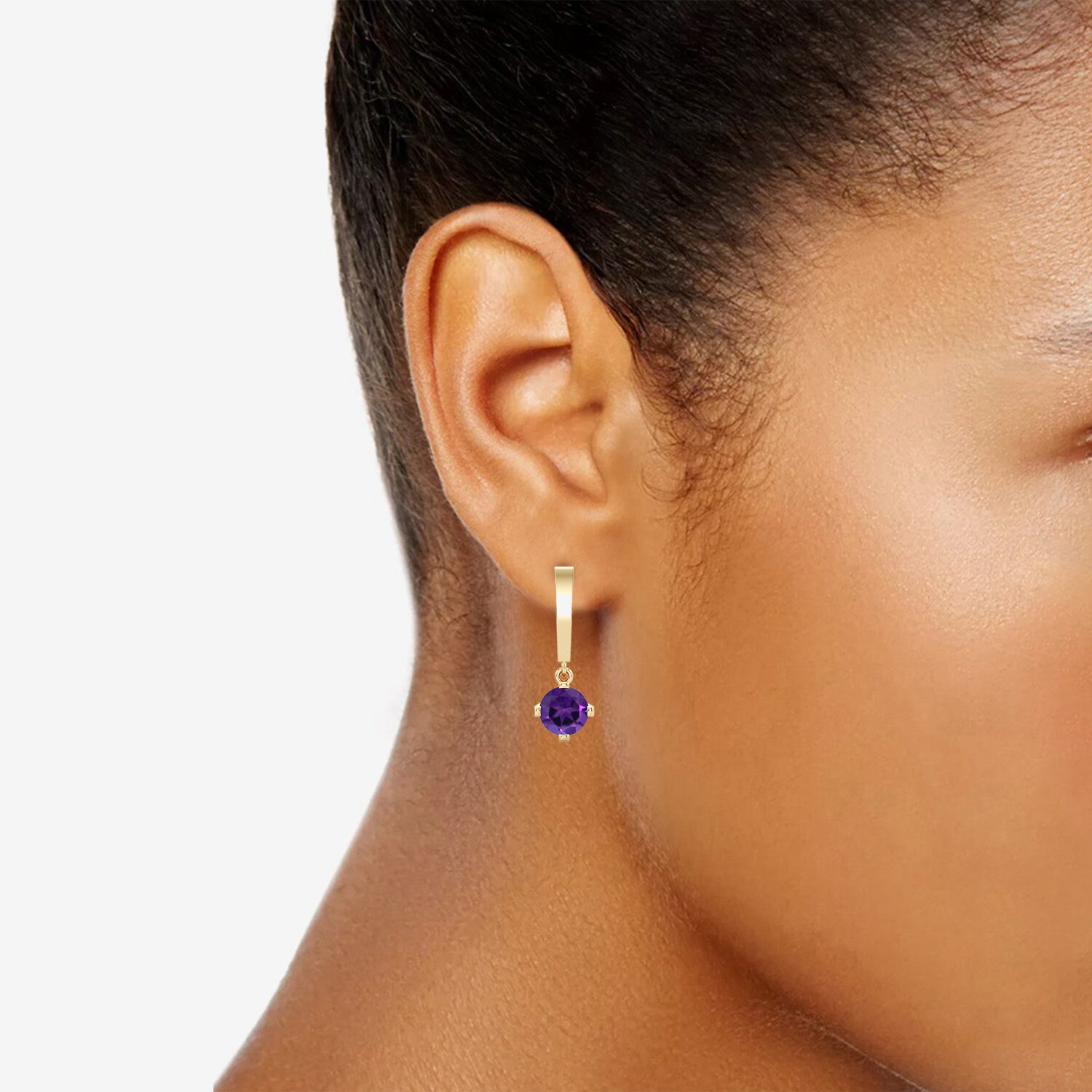 Lab Created or Genuine Gemstone 14K Gold Over Silver Sterling Round Drop Earrings