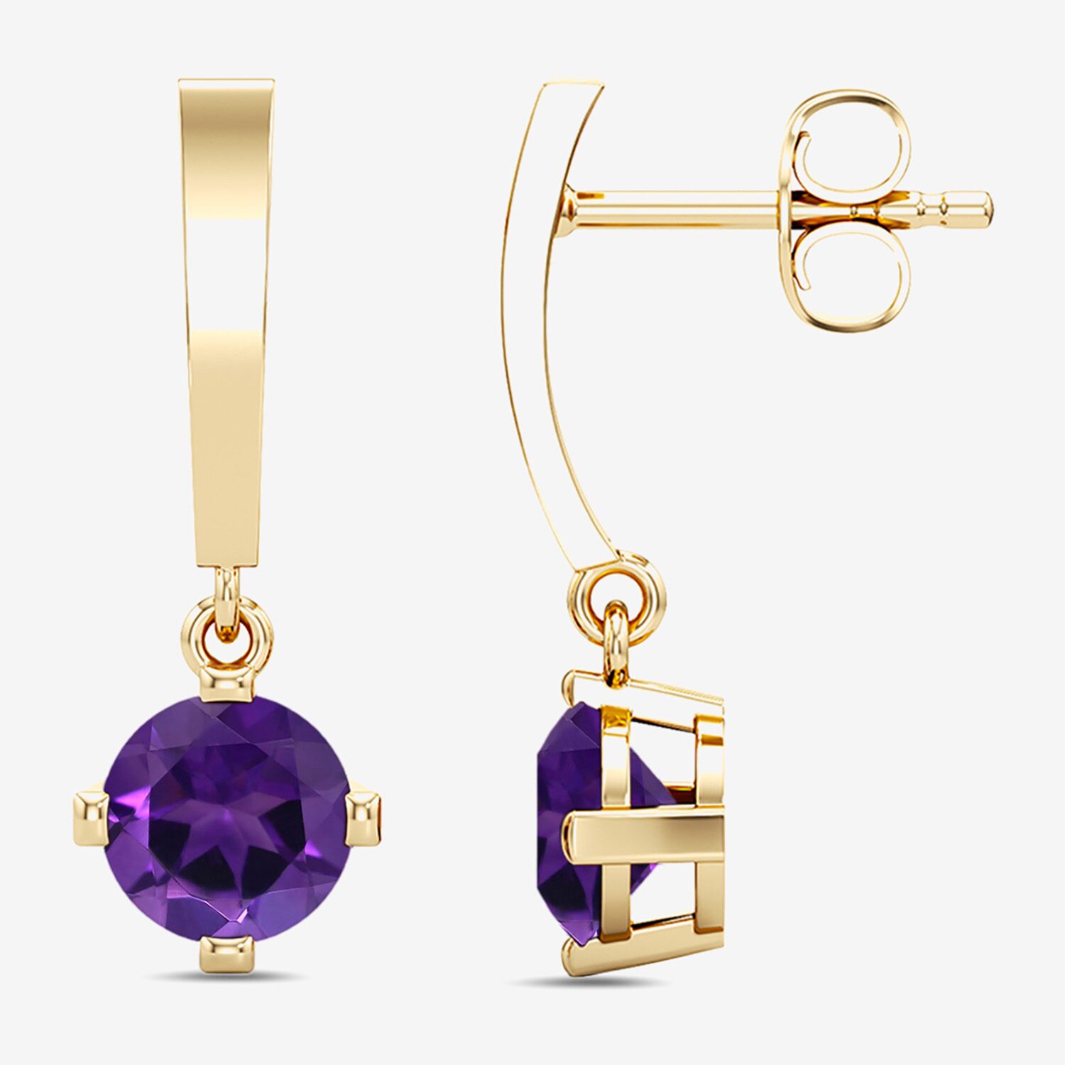 Lab Created or Genuine Gemstone 14K Gold Over Silver Sterling Round Drop Earrings