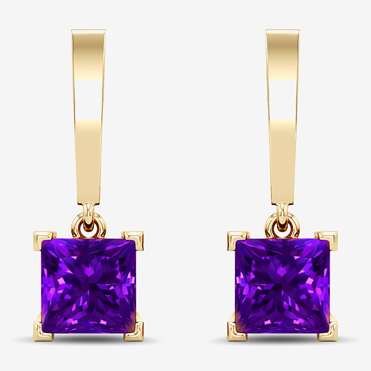 Womens Lab Created Gemstone 14K Gold Over Silver Square Drop Earrings