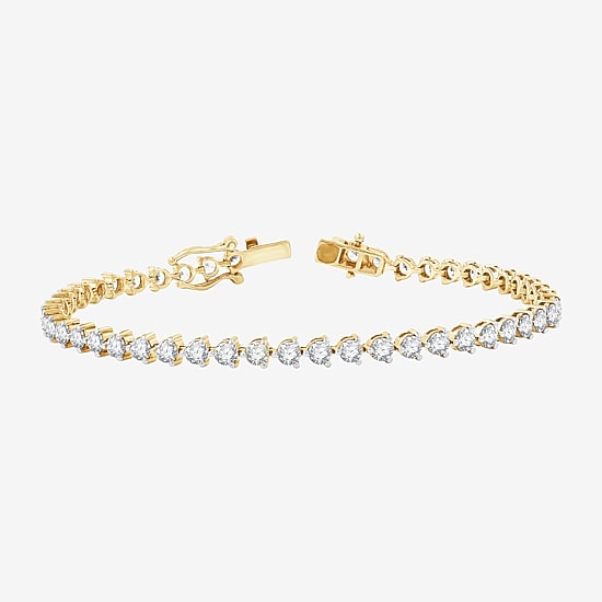 (F / Si1-Si2) Womens 4 CT. T.W. Lab Grown White Diamond 10K Gold 7 Inch Tennis Bracelet