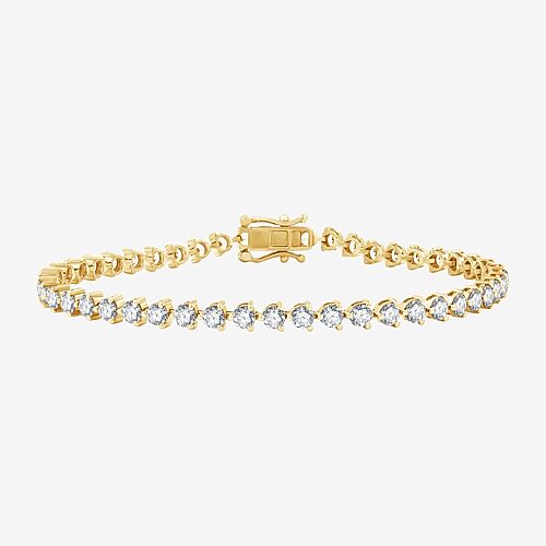 (F / Si1-Si2) Womens 4 CT. T.W. Lab Grown White Diamond 10K Gold 7 Inch Tennis Bracelet, One Size, Yellow