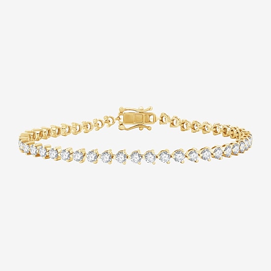 (F / Si1-Si2) Womens 4 CT. T.W. Lab Grown White Diamond 10K Gold 7 Inch Tennis Bracelet