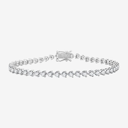 (F / Si1-Si2) Womens 4 CT. T.W. Lab Grown White Diamond 10K Gold 7 Inch Tennis Bracelet, One Size, White