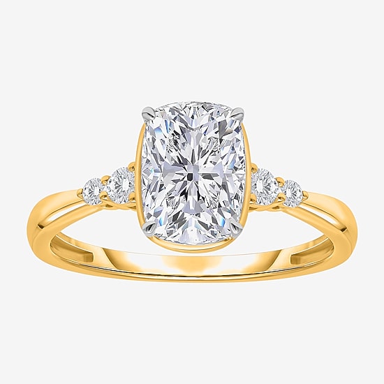Bridal Addiction (I / Si2) Womens 2 1/7 Ct. T.W. Lab Grown White Diamond 10K Gold Cushion Engagement Ring