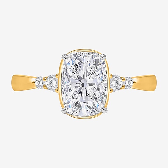 Bridal Addiction (I / Si2) Womens 2 1/7 Ct. T.W. Lab Grown White Diamond 10K Gold Cushion Engagement Ring