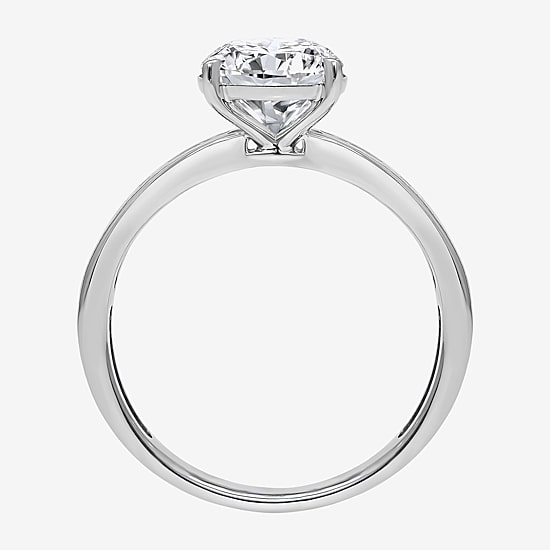 (I / Si2) Womens 2 1/4 CT. T.W. Lab Grown White Diamond 10K Gold Round Side Stone Engagement Ring