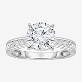 (I / Si2) Womens 2 1/4 CT. T.W. Lab Grown White Diamond 10K Gold Round Side Stone Engagement Ring