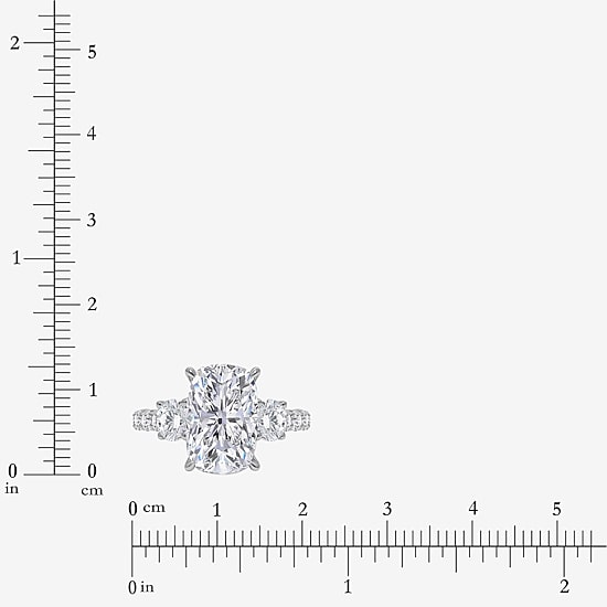 Signature By Modern Bride (I / Si2) Womens 6 3/8 Ct. T.W. Lab Grown White Diamond 14K Gold Cushion Side Stone Engagement Ring