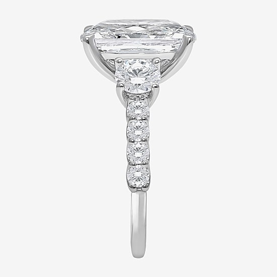 Signature By Modern Bride (I / Si2) Womens 6 3/8 Ct. T.W. Lab Grown White Diamond 14K Gold Cushion Side Stone Engagement Ring