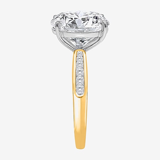 Signature By Modern Bride (I / Si2) Womens 6 1/4 Ct. T.W. Lab Grown White Diamond 14K Gold Round Side Stone Engagement Ring