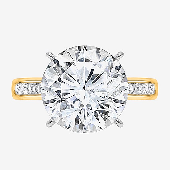 Signature By Modern Bride (I / Si2) Womens 6 1/4 Ct. T.W. Lab Grown White Diamond 14K Gold Round Side Stone Engagement Ring
